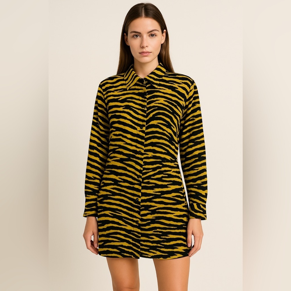 Mango Zebra Print Mini Dress in Green and Black 🌴☀️ - Picture 14 of 15